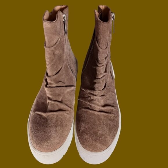 J/Slides NYC Suede Leather Upper Platform Ankle Boots Size 7 tan color - Picture 1 of 13